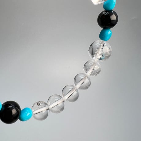 【デザインブレスレット】モリオン×ガネッシュヒマール×アリゾナターコイズ /Morion×GaneshHimal Himalayan Quartz×Arizona Turquoise