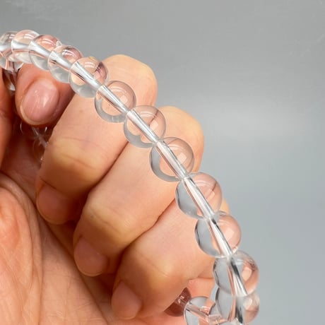 【ハイクオリティー】ガネッシュヒマール産天然ヒマラヤ水晶ブレスレット8mm内径18cm/High Quality Ganesh Himal Himalayan Quartz Bracelet