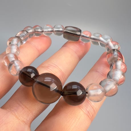 【ガウリシャンカール産】天然ヒマラヤスモーキークォーツ デザインブレスレット/Gaurishankar SmokyQuartz Design Bracelet