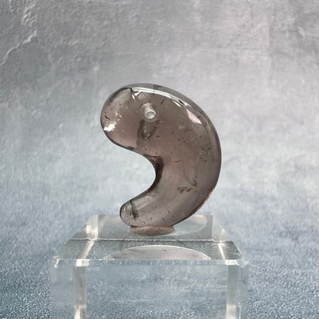 【ガウリシャンカール産】天然ヒマラヤスモーキークォーツ"手磨き加工"勾玉ビーズ⑤/Gaurishankar Himalayan Smoky  Quartz Magatama Beads