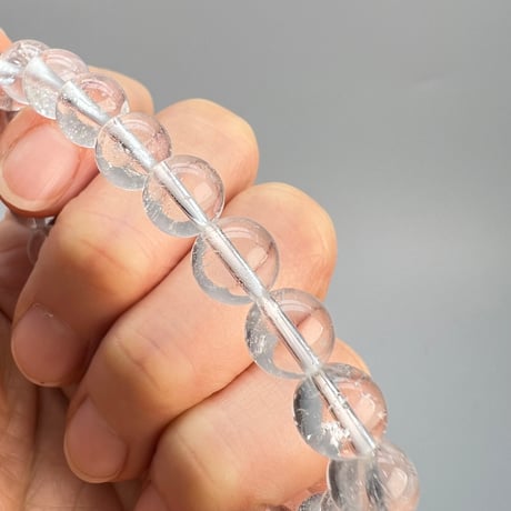 【カイラス産】"手磨き加工"天然ヒマラヤ水晶ブレスレット(8mm内径16cm)/Kailash Himalayan Quartz Bracelet