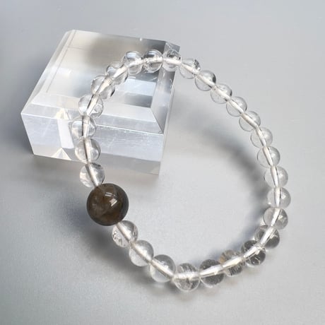 【ガネッシュヒマール産】アクチノライトイン天然ヒマラヤ水晶デザインブレスレット/Ganesh Himal Actinolite in Himalayan Quartz Design Bracelet