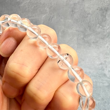 【ガネッシュヒマール産】天然ヒマラヤ水晶ブレスレット8mm内径15cm①/Ganesh Himal Himalayan Quartz Bracelet