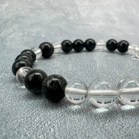 【ガネッシュヒマール産】アクチノライトイン天然ヒマラヤ水晶デザインブレスレット/Ganesh Himal Actinolite in Himalayan Quartz Design Bracelet