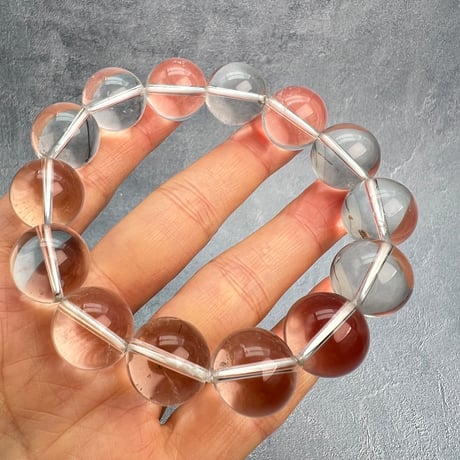 【カイラス産】"手磨き"天然ヒマラヤ水晶 ブレスレット16mm内径18cm/Kailash Himalayan Quartz Bracelet