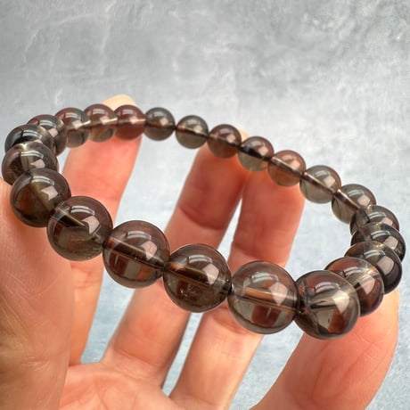 ハイクオリティ【ガウリシャンカール産】天然ヒマラヤスモーキークォーツブレスレット(8mm内径16cm)/Gaurishankar Himalayan Smoky Quartz Bracelet