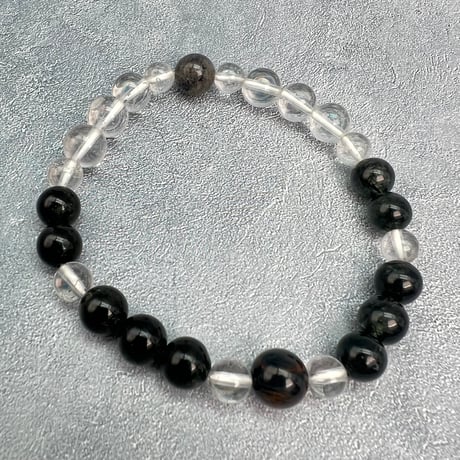 【ガネッシュヒマール産】アクチノライトイン天然ヒマラヤ水晶デザインブレスレット/Ganesh Himal Actinolite in Himalayan Quartz Design Bracelet