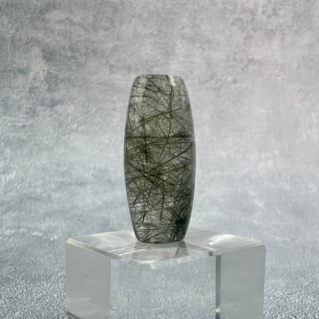【ガネッシュヒマール産】アクチノライトイン天然ヒマラヤ水晶 樽型ビーズ⑧/Ganesh Himal Actinolite in Himalayan Quartz barrel beads