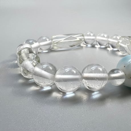 【デザインブレスレット】ラリマー×天然ヒマラヤ水晶デザインブレスレット/Larimer×Himalayan Quartz Design Bracelet