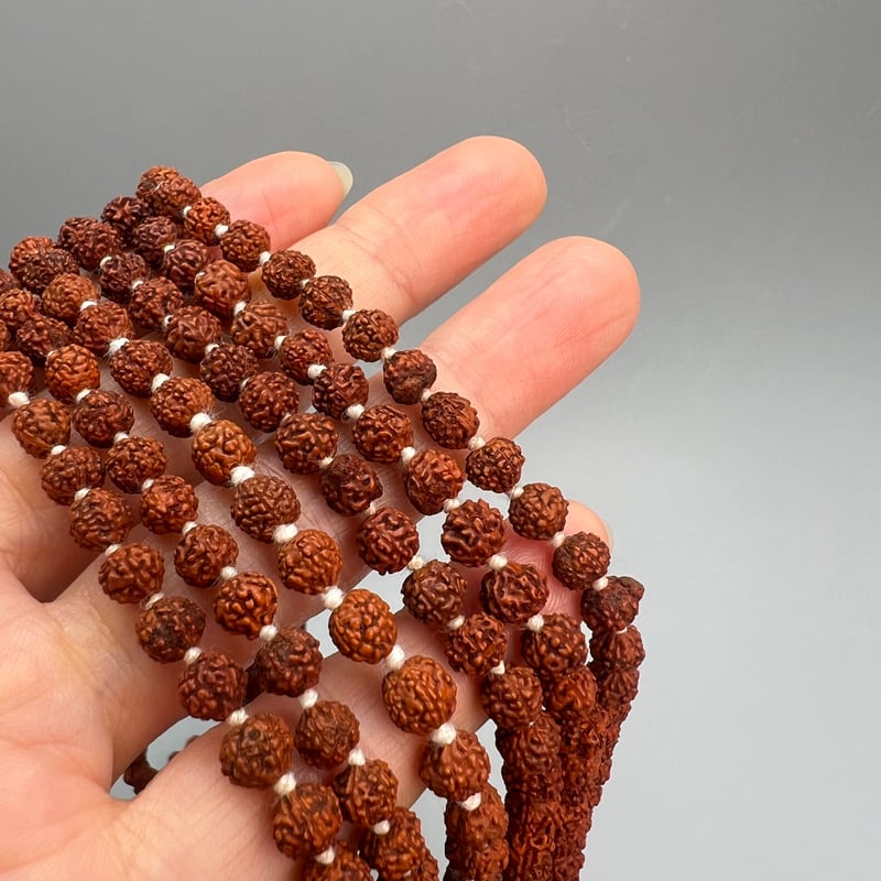 ヒマラヤ水晶×菩提樹(ルドラクシャ)　マーラー ルドラクシャ・マーラー：sacred-rudraksha-mala（ターコイズ