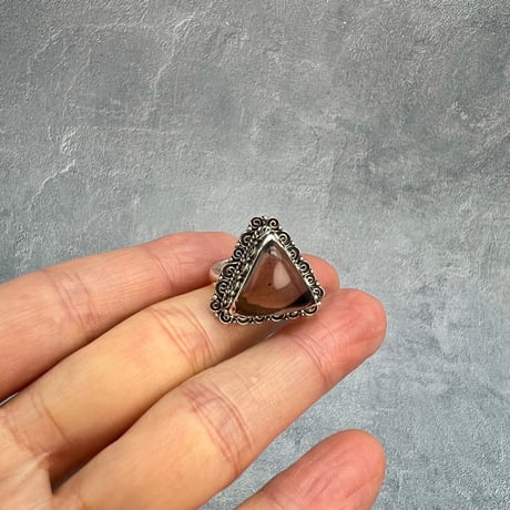【ガウリシャンカール産】天然ヒマラヤスモーキークォーツ シルバー925デザインリング/GauriShankar Smoky Quartz Silver925 Design Ring