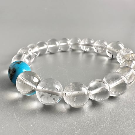スリーピングビューティーターコイズ＋カイラス産"手磨き"天然ヒマラヤ水晶 デザインブレスレット /Sleeping Beauty Turquoise+Kailash Himalayan Quartz