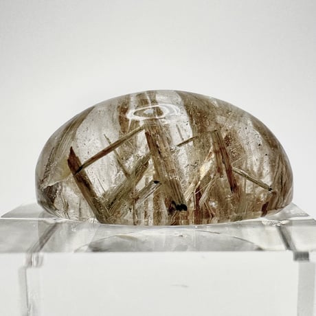 ガネッシュヒマール産アクチノライトインヒマラヤ水晶"手磨き加工"ルース② Ganesh Himal Actinolite in Himalayan Quartz Loose