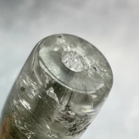 【ガネッシュヒマール産】アクチノライトイン天然ヒマラヤ水晶 樽型ビーズ⑪/Ganesh Himal Actinolite in Himalayan Quartz barrel beads