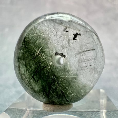 【ガネッシュヒマール産】アクチノライトイン天然ヒマラヤ水晶 タイヤ型ビーズ②/Ganesh Himal Actinolite in Himalayan Quartz Tire beads