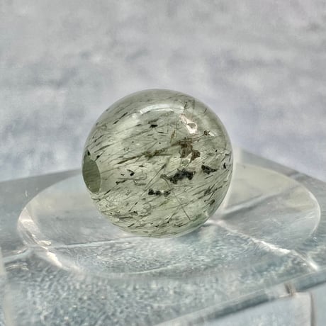 【ガネッシュヒマール産】アクチノライトイン天然ヒマラヤ水晶ビーズ⑮/Ganesh Himal Actinolite in Himalayan Quartz beads