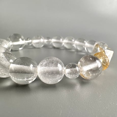 【デザインブレスレット】シトリン＋カイラス産＋アンナプルナ産"手磨き加工"天然ヒマラヤ水晶/Citrine + Kailash + Annapurna Himalayan Quartz