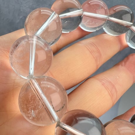 【カイラス産】"手磨き"天然ヒマラヤ水晶 ブレスレット16mm内径16cm/Kailash Himalayan Quartz Bracelet