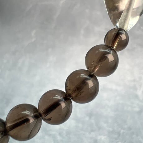【ガウリシャンカール産】天然ヒマラヤスモーキークォーツ"ハート"デザインブレスレット①/GauriShankar Himalayan Smoky Quartz "Heart" Bracelet