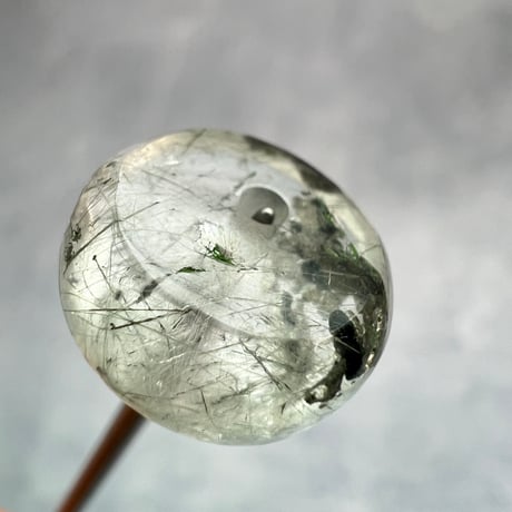 【ガネッシュヒマール産】アクチノライトイン天然ヒマラヤ水晶 タイヤ型ビーズ⑥/Ganesh Himal Actinolite in Himalayan Quartz Tire beads