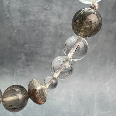 【ガネッシュヒマール産】アクチノライトイン天然ヒマラヤ水晶デザインブレスレット/Ganesh Himal Actinolite in Himalayan Quartz Design Bracelet