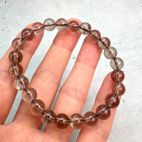 【ガウリシャンカール産】"手磨き加工"天然ヒマラヤスモーキークォーツブレスレット8m内径17/Gaurishankar Himalayan Smoky Quartz Bracelet