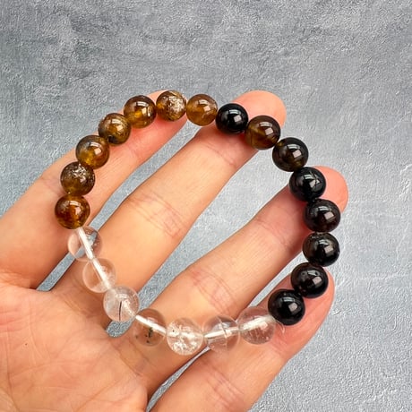 【デザインブレスレット】ネパール産ヒマラヤドラバイト&ハニートルマリン×ガネッシュヒマール/Nepal Himalayan dravite tourmaline×Ganesh Bracelet