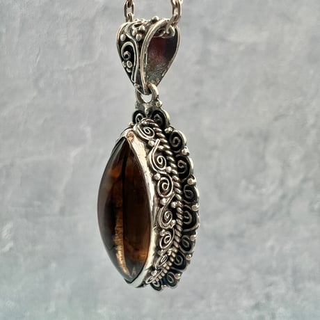 【ガウリシャンカール産】天然ヒマラヤスモーキークォーツ シルバー925ペンダントトップ/GauriShankar Smoky Quartz Silver925 Pendant Top