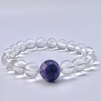 【デザインブレスレット】ガネッシュヒマール産天然ヒマラヤ水晶+チャロアイト/Ganesh Himal Himalayan Quartz+ Charoite Bracelet