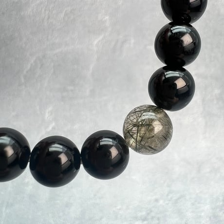 【デザインブレスレット】ガネッシュヒマール産天然ヒマラヤ水晶×チベット産モリオン/Ganesh Himal×Tibetan Morion Design Bracelet
