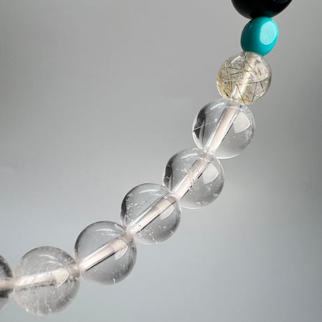 【デザインブレスレット】モリオン×ガネッシュヒマール×アリゾナターコイズ/Morion×GaneshHimal×Arizona Turquoise Design Bracelet