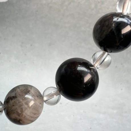 【ガネッシュヒマール産】アクチノライトイン天然ヒマラヤ水晶デザインブレスレット/Ganesh Himal Actinolite in Himalayan Quartz Design Bracelet