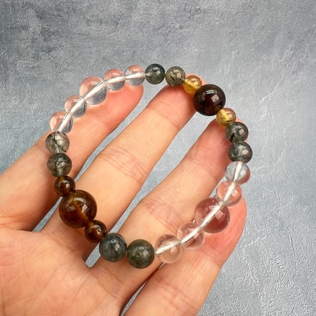 【デザインブレスレット】ネパール産ヒマラヤドラバイト&ハニートルマリン×ガネッシュヒマール/Nepal Himalayan Tourmaline×Ganesh Bracele