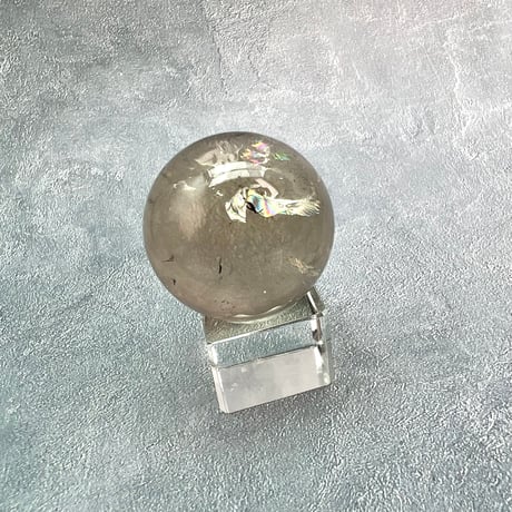 【ガウリシャンカール産】ナチュラルレインボーイン天然スモーキーヒマラヤ水晶丸玉/GauriShankar Natural Rainbow In Smoky Quartz Sphere