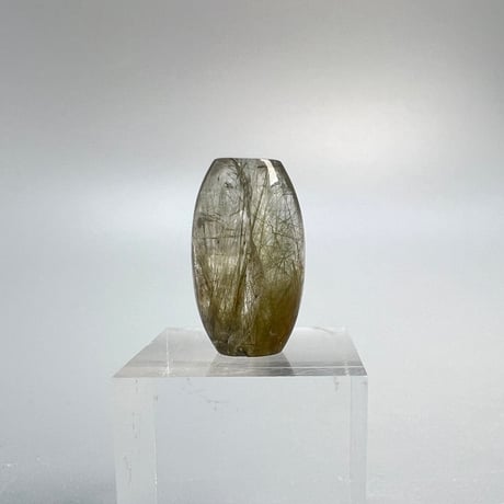 【ガネッシュヒマール産】アクチノライト イン天然ヒマラヤ水晶 樽型ビーズ/Ganesh Himal Actinolite in Himalayan Quartz barrel beads