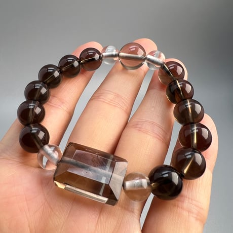 【ガウリシャンカール産】天然ヒマラヤスモーキークォーツ デザインブレスレット/Gaurishankar SmokyQuartz Design Bracelet