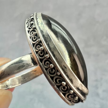 【ガウリシャンカール産】天然ヒマラヤスモーキークォーツ シルバー925デザインリング/GauriShankar Smoky Quartz Silver925 Design Ring