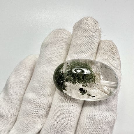 【ガネッシュヒマール産】クローライトイン天然ヒマラヤ水晶オーバルビーズ/Ganesh Himal Chlorite in Himalayan Quartz