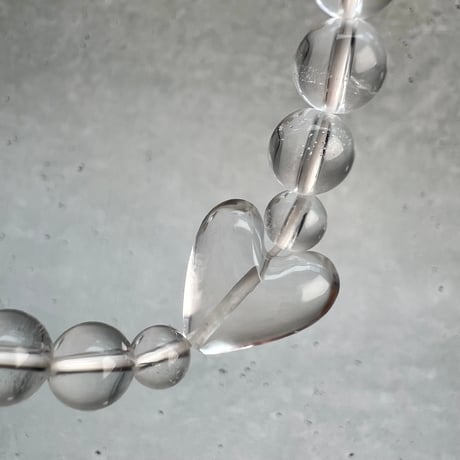 【ガネッシュヒマール産】天然ヒマラヤ水晶"ハート"デザインブレスレット/Ganesh Himal Himalayan Quartz "Heart"Design Bracelet