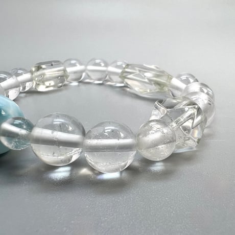 【デザインブレスレット】ラリマー×天然ヒマラヤ水晶デザインブレスレット/Larimer×Himalayan Quartz Design Bracelet