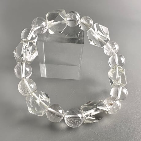 【デザインブレスレット】カイラス産"手磨き"天然ヒマラヤ水晶/Kailash Himalayan Quartz Design Bracelet
