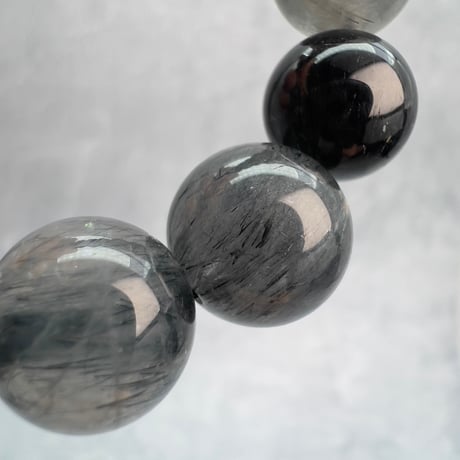 【ガネッシュヒマール産】アクチノライトイン天然ヒマラヤ水晶ブレスレット/Ganesh Himal Actinorite in Himalayan Quartz Bracelet
