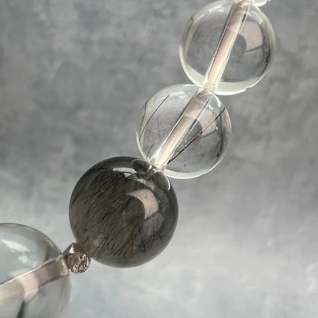 【ガネッシュヒマール産】アクチノライトイン天然ヒマラヤ水晶デザインブレスレット/Ganesh Himal Actinolite in Himalayan Quartz Design Bracelet