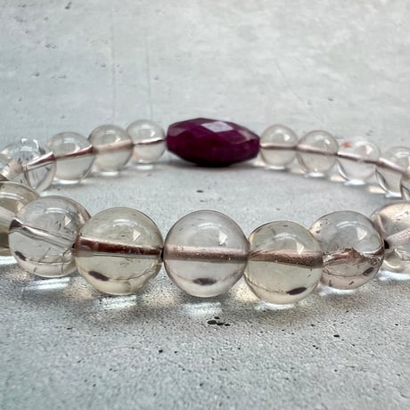 【デザインブレスレット】ガウリシャンカール産スモーキー×天然ルビーデザインブレスレット/GauriShankar Smoky×Ruby Design Bracelet