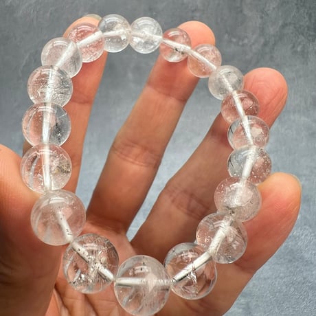 【ガネッシュヒマール産】天然ヒマラヤ水晶ブレスレット10mm内径16cm-B/Ganesh Himal Himalayan Quartz Bracelet