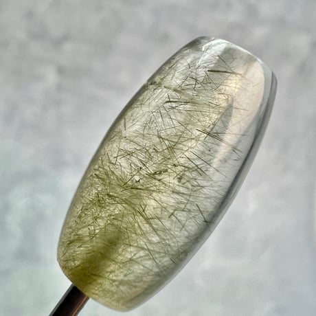 【ガネッシュヒマール産】アクチノライトイン天然ヒマラヤ水晶 樽型ビーズ⑤/Ganesh Himal Actinolite&Chlorite in Himalayan Quartz