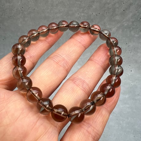 ハイクオリティ【ガウリシャンカール産】天然ヒマラヤスモーキークォーツブレスレット(8mm内径17cm)/Gaurishankar Himalayan Smoky Quartz Bracelet