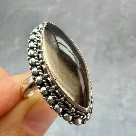 【ガウリシャンカール産】天然ヒマラヤスモーキークォーツ シルバー925デザインリング/GauriShankar Smoky Quartz Silver925 Design Ring