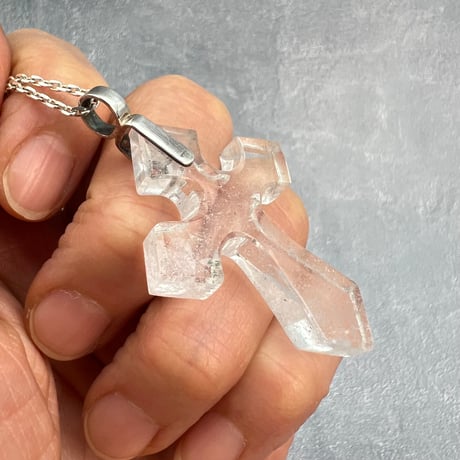 【ガネッシュヒマール産】天然ヒマラヤ水晶クロスペンダントトップ④/Ganesh Himal Himalayan Quartz Cross Pendant Top