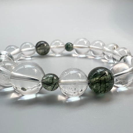 【デザインブレスレット】カイラス×ガネッシュヒマール天然ヒマラヤ水晶デザインブレスレット/Kailash×Ganesh Himal Himalayan Quartz Design Bracelet